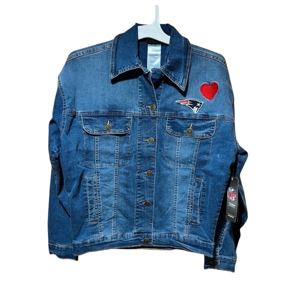 NFL Apparel XS New England Patriots Juniors Denim Jean Jacket embroidered NWT - Picture 1 of 9